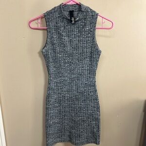bobi LA XS Bodycon Gray Ribbed Sweater Sleeveless Dress with mock turtleneck